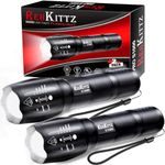 REHKITTZ Torch, Torches Led Super Bright 2000 Lumen (2 Pack), Adjustable Focus Torch with 5 Lighting Modes, Aluminium Alloy Camping Torch, Pocket Size Flashlight, Led Torch for Emergency, Camping