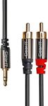 3.5mm to RCA Cable, GearIT Pro Series 50 Feet Premium Gold Plated 3.5mm to RCA Audio Stereo Cable for Headphones, Home System, Car Stereo, iPods, iPhones, MP3 Players and More - Black