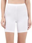 Jockey 1529 Women's High Coverage Super Combed Cotton Elastane Stretch Mid Waist Shorties with Concealed Waistband_White_XXL