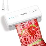 WOSERLD 2 in 1 Mini Bag Sealer and Cutter Heat Sealer Rechargeable Chip Bag Sealer machine sealer portable sealer with lithium 1300mAh battery kitchen food packaging seal Bag Sealer for Snacks(white)