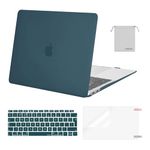 MOSISO Compatible with MacBook Air 13 inch Case M1 2021 2020 2019 2018, Hard Shell for MacBook Air M1 Case 13.3 inch A2337 A2179 A1932 & Keyboard Cover & Screen Film & Storage Bag, Deep Teal