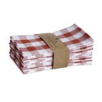 FINGERCRAFT Dinner Cloth Napkins Cotton Buffalo Plaid Checks Brown White Set of 12 Reusable for Dining Table Décor 20x20 Inch Rust White