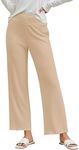 GRAPENT Pull On Pants for Women Womens Casual Outfits Smocked Pants for Women Fall Pants Women High Waisted Wide Leg Pants for Women Comfy Lounge Pants Women Color Beige XX-Large Size 20 to 22