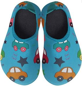 BomKinta Kids Water Shoes Boys Girls Quick Dry Non-Slip Aqua Socks for Beach Swimming Pool Light Blue Size 3.5-4 M US Big Kid