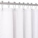 Shower Curtain for Bathroom with Metal Hooks Linen Fabric Shower Curtain Heavy Duty Bath Curtain for Wet Room Bathtub Shower Stall, Hotel Quality, Weighted Hem, Waterproof - 182 x 182cm (White)