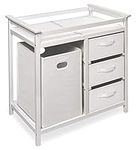 Badger Basket Modern Changing Table with 3 Baskets and Hamper, White