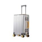 EUME 100% Aluminium Trolley Bags for Travel | Cabin Luggage 50 Cm | Small Size High-End Anodized Aluminium 8 SilentRun Wheels No Zipper Suitcase (Aluminium Silver)