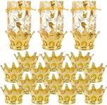 WUWEOT 36 Pack Crown Candy Bags, Fillable Crown Goblet with Pouch, Decorative Gold Candy Storage Boxes for Baby Shower Princess Birthday Party Supplies
