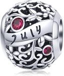 Lorrifal July 925 Sterling Silver Original Birthstone Charms fit Pandora Bracelets Necklace Perfect Jewelry Birthday Loved Beads for Women Girls Mom Daughter