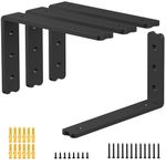 Holmorisent Heavy Duty Shelf Bracket L Shelf Brackets 10 inch, Holds 300 lbs, 0.33 inch Thick for Applications Requiring Extra Strength, Black Shelf Brackets with Hardware 4 Pack (10"x 6")