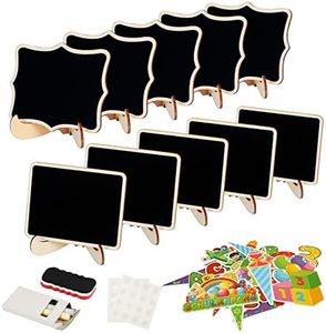 KAKOO 12 Mini Pizarras de Madera con Base de Mesa para el Número de Mesa Señales de Lugar para Regalos y Bodas Marcas de Precio Pizarra Pequeña para Eventos Escolares