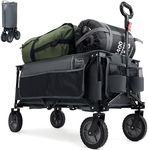 TIMBER RIDGE Festival Trolley on Wheels with Adjustable Handle, 135L Collapsible Wagon Cart for Camping Outdoor Picnic Beach Garden, Heavy Duty Foldable Hand Truck, Large Capacity, Grey