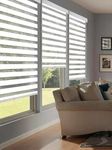 Cordless Zebra Blinds Blackout Blinds for Windows with Valance Cover,Day and Night Sheer Shades for Privacy Light Control,Dual Layer Window Roller Shades,White,Custom 61inch Wide Window Blinds