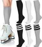 6 Pairs Roller Skate Socks Knee Socks Skating Athletic Sport Socks Striped Tube Sock for Men Women Girls Youth, Classic Color, One Size