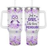 Jiaazerd Penguin Tumbler for Penguin Lover,40 oz Penguin Insulated Water Bottle with Handle Straw Lid (Color 3)