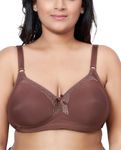 PLUMBURY Polyamide Women's Lightly Padded Plus Size Everyday Bra,Brown,Size 44B