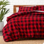 Bare Home Flannel Duvet Cover Set - Twin/Twin XL - 100% Cotton, Velvety Soft Heavyweight Premium Flannel, Double Brushed - Includes Sham Pillow Covers (Twin/Twin XL, Buffalo Plaid - Red/Black)