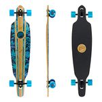 Mindless Maverick IV DT Talisman Blue & Floral | 46” Drop Through Longboard 6 Ply Canadian Maple and 1 bottom Ply smoked bamboo Responsive and Safe Ride | Complete Down Hill Type Board for Commuting