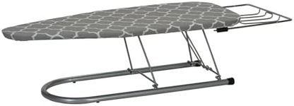 Household Essentials Steel Top Table Top Ironing Board with Iron Rest, Steel Mesh with Cotton Cover, Gray and White