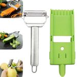 2-in-1 Shredder & Slicer, Stainless Steel Dual Blade Vegetable Peeler, Durable Multi-Purpose Vegetable Cutter Easy to Clean, Kitchen Tool Shredders Cutters Grater or Small Job in Kitchen (Silver)