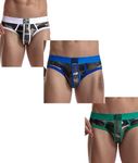 JOCKMAIL 3 Pack Mens Camoflage Underwear Boxers Sexy Classic Printed Camouflage Men Underwear Panties (373-Green+White+Blue,XL)