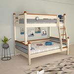 SONA ART & CRAFTS Solid Wood Bunk Bed Twin Over Bed with Ladder Wooden Bunk Beds Furniture for Bedroom Bed for Kids, Adults - Oak Wood (Jack) (Assembly Included)