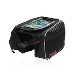 BikerzBay Polyester Bicycle Double Sided Front Frame Handlebar Bag – Mobile Pouch for Cycle for up to 7 inch Phones (Pack of 1) Black