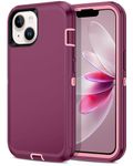 Petocase for iPhone 13 Case Shockproof Dust/Drop Proof 3-Layer Full Body Protection [Without Screen Protector] Rugged Heavy Duty Cover Case for Apple iPhone 13 6.1 inch 2021,Purple/Pink