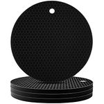 Spatlus Countertop Protector Heat Resistant Trivets for Hot Pots and Pans - Non-Slip Insulated Heat Pads for Kitchen Counter Black Pack of 4