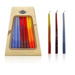 Majestic Giftware Multicolor Hanukkah Candles - CP15 | 45 Dripless Handcrafted Chanukah Candles for All 8 Nights of Hanukkah | Manufactured by Safed Candle Company in Israel (Blue/Red/Orange)