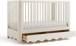 Storkcraft Casablanca Deluxe 5-in-1 Convertible Crib with Drawer (Frosted Oat) – GREENGUARD Gold Certified, Converts to Toddler Bed, Daybed, Full-Size Bed (Kit Sold Separately)