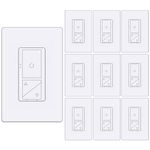 [10 Pack] BESTTEN Slim Digital LED Dimmer with Air Gap Power Cut-Off Switch and MCU Smart-chip Technology, 3 Button Control, Single Pole or 3 Way, Wallplates Included, cETL Listed, White