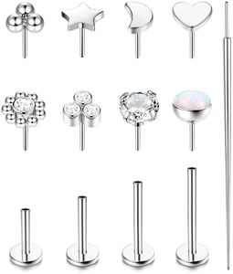 Chriscoco 16G/18G/20G G23 Titanio Piercing Labret Piercing Trago Piercing Labbro Cuore Opale CZ Piercing Orecchio Piercing Naso Medusa Cartilagine Helix Piercing - 6/8/10/12MM