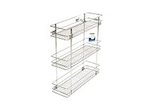 NNIDHI Stainless Steel Modular Bottle Pullout Basket For Kitchen | Double Rack Organizer - 7Mm (8W X 20D 21H Inches, utensils, Silver)