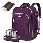 LOVEVOOK Travel Backpack Cabin Size for Women, 40L Carry On Backpacks For Airplanes, Large Travel Rucksack, Flight Approved Hand Luggage Backpack, Water-Resistant Bags Fit 17.3inch Laptop, Purple