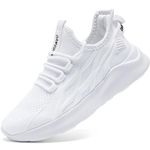 ZMBCYG Womens Summer Shoes Running Walking Slip On Lightweight Breathable Sport Sneakers Lace Up Gym Tennis White,Women,Size8