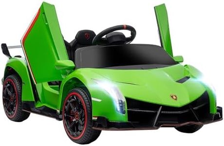 HOMCOM Coche Eléctrico Lamborghini para Niños de 3 a 6 Años Coche de Batería 12V Velocidad MAX.7 km/h Puerta de Tijera con Control Remoto MP3 Luces y Cinturón de Seguridad 111x61x45 cm Verde