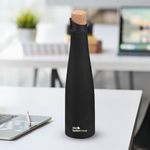 The Better Home 750ml Insulated Stainless Steel Water Bottle with Cork Cap | 8 Hot / 12 Cold | Hot and Cold Water for Office School Gym | Airtight Leak Proof BPA Free (Black Solid)