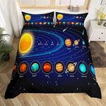 Feelyou Solar System Duvet Cover Set for Kids Toddler Outer Space Galaxy Bedding Set Universe Planets Comforter Cover Astronomy Quilt Cover Boys Girls 3 Piece Bedroom Collection Full Size