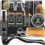 Beard Growth Kit w/Beard Wash,2 Pack Beard Growth Serum,Beard Growth Oil,Beard Balm, Comb, Brush, Scissor,Bag,E-Book,Beard Care Grooming Kit Christmas Stocking Fillers Gifts for Men Him Dad Husband
