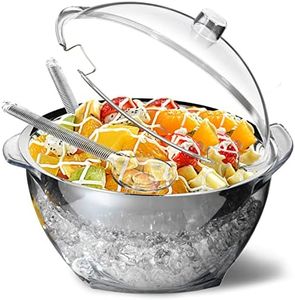 INNOVATIVE LIFE Large Salad Bowl with Ice Chiller Base and Lid, Kitchen Refrigerated Veggie Tray with Two Long Spoons, Party Platters for Food, Clear