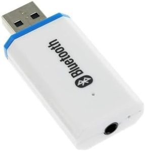 USB Bluetooth Receiver Adapter Wireless Audio Adapter Car Kit Music Receiver for Home/Car Stereo Sound System, Portable Speskers, (Aux in) with 3.5mm Cable (White)…