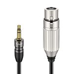 J&D XLR to 3.5mm Microphone Cable, PVC Shelled XLR Female to 3.5mm 1/8 inch TRS Male Balanced Cable XLR to TRS 1/8 inch Adapter for DSLR Camera, Computer Sound Card, 3 Feet