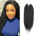 DakTou(18 Inch,6Packs/Lot) Havana Twist Crochet Hair 2X Senegalese Twist Hair Crochet Braids Mambo Twist Crochet Hair Synthetic Braiding Hair,1B