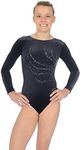 The Zone Tiara Crystal Motif Long Sleeved Gymnastics Leotard 30 Black