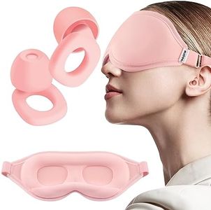 Audree Earplugs-Eye Mask for Sleeping - Complete Sleep Solution with Sleep Ear Plugs and 100% Light Blocking Eye Mask for Men and Women | Ideal for Travel, Napping, Gift, Meditation, Shift Work, Pink