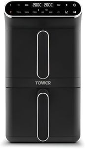 Tower T17190 Vortx XL Dual Stack Air Fryer with Digital Control Panel, Space Saving Design, 6 Preset Cooking Modes, Match Cook & Smart Finish Functions, Dual Baskets, 2460W, 11L, Black