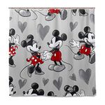 NO Mickey Mouse Grey Love Heart 72" x 72" Bathroom Shower Curtain with 12 Hooks Accessories Decorative Waterproof Fabric Shower Curtains Set for Kids Boys Girls Women Men