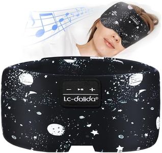 LC-dolida Sleep Mask with Bluetooth Headphones, Silk Eye Mask for Sleeping Side Sleepers, 5.4 Bluetooth Silk Sleep Mask Headphones for Women Men with Thin Speaker, Blackout, Cooling, Comfort