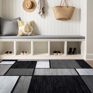 Rugshop Contemporary Modern Boxes for Home Office,Living Room,Bedroom,Kitchen Non Shedding Area Rug 3'3" x 5'3" Gray